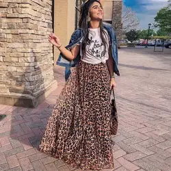 GypsyLady Leopard Maxi Skirt Elasstic Skirt Women Asymmetric Summer Skirt Boho Casual Skirt Fashion Runway Party Skirt Faldas