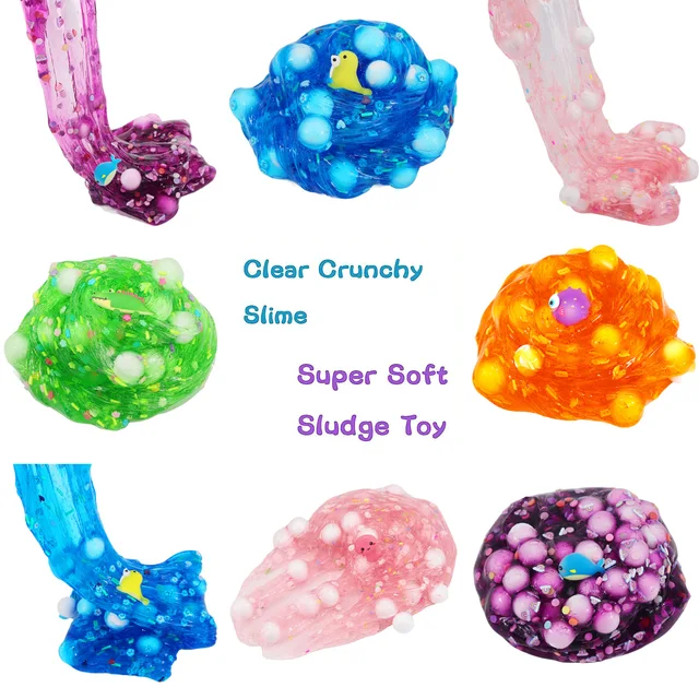 70ml Ocean Animal Jelly Slime Kit Soft Stress Reliever Polymer Cloud Clay Slimes for Kids Girl Boy Charms for Slime Party Favors 3