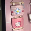 Sanrio Hello Kitty Door Storage Hanging Bag Wall Fabric Hanging Hairpin Sundries Storage Rack Layered Jewelry Organizer Box Cute 3