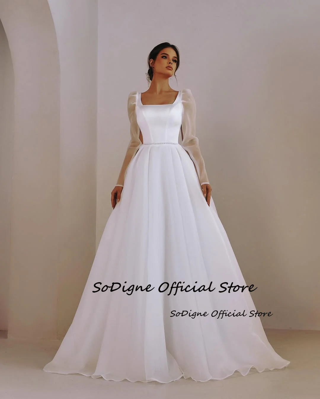 SoDigne A-line Organza Wedding Dresses Square Collar Full Sleeves Bridal Dress Long 2025 Wedding Gown Robe De Mairee Customized 12 S58a9a84dca7944329a15546dda29b62fL