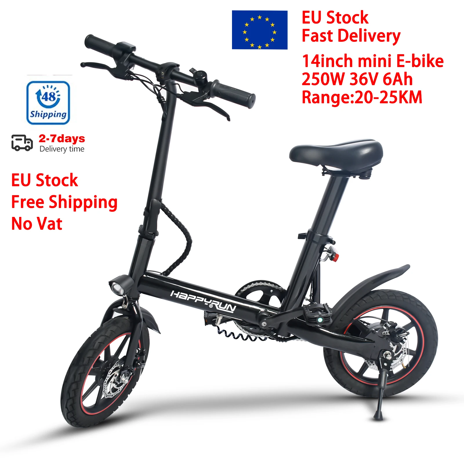 Free Shipping Eu Stock New Arrival 14inch Mini E-bike 36v 250w 6ah ...
