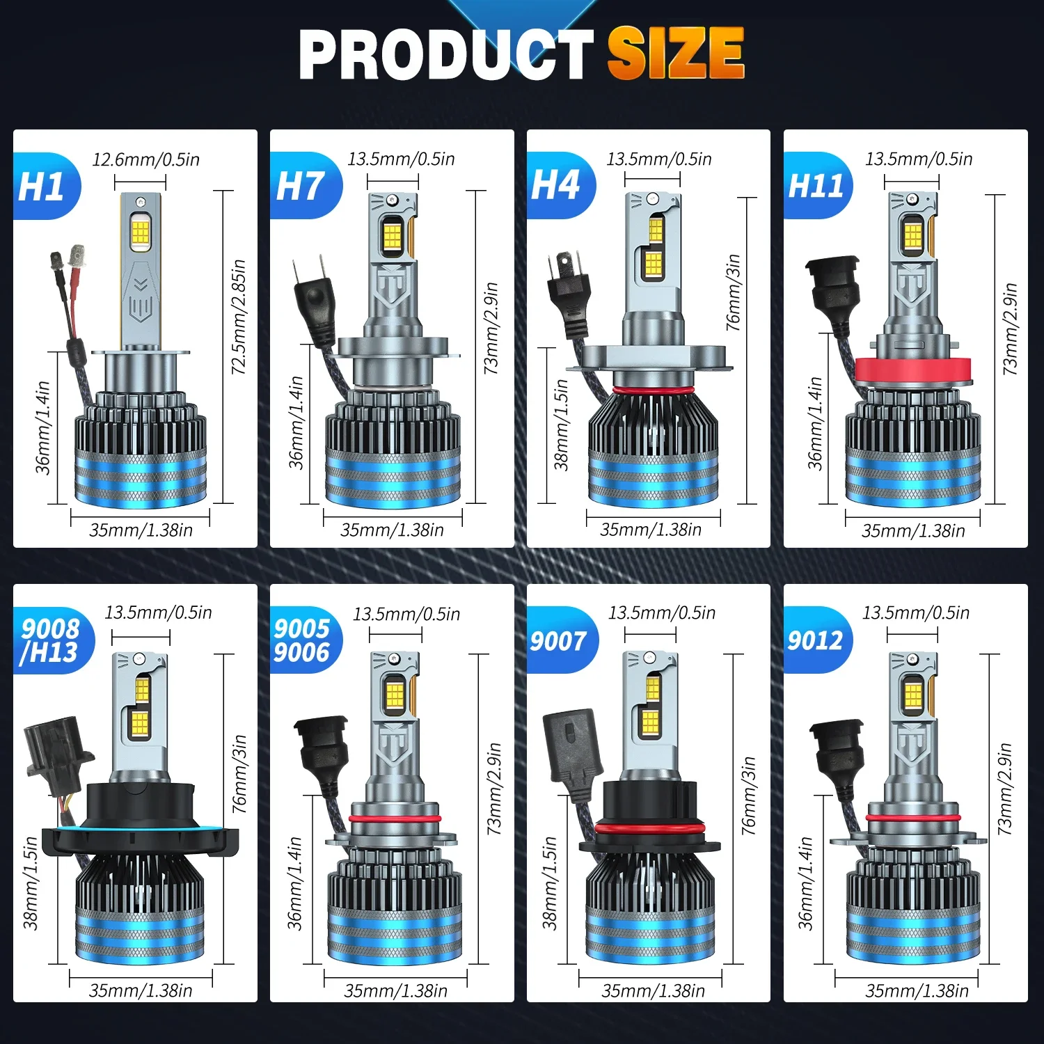 HYNBYZJ 520W H7 H1 H8 H9 H11 Lights 600000LM LED Car Headlight Hb3 Hb4 9005 9006 9012 9007 9008 H4 Led Lights for Auto Lamp