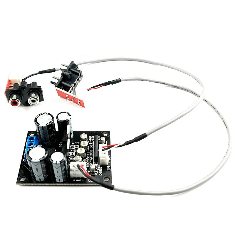 Phono Vinyl Record Playe MM MC Preamplifier Audio Board Phonograph Amplifier  With Lotus Socket 300mm Cables AC Dual 12-16V