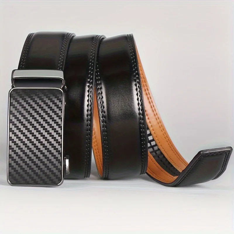 Genuine Leather Mens Automatic Buckle Belt