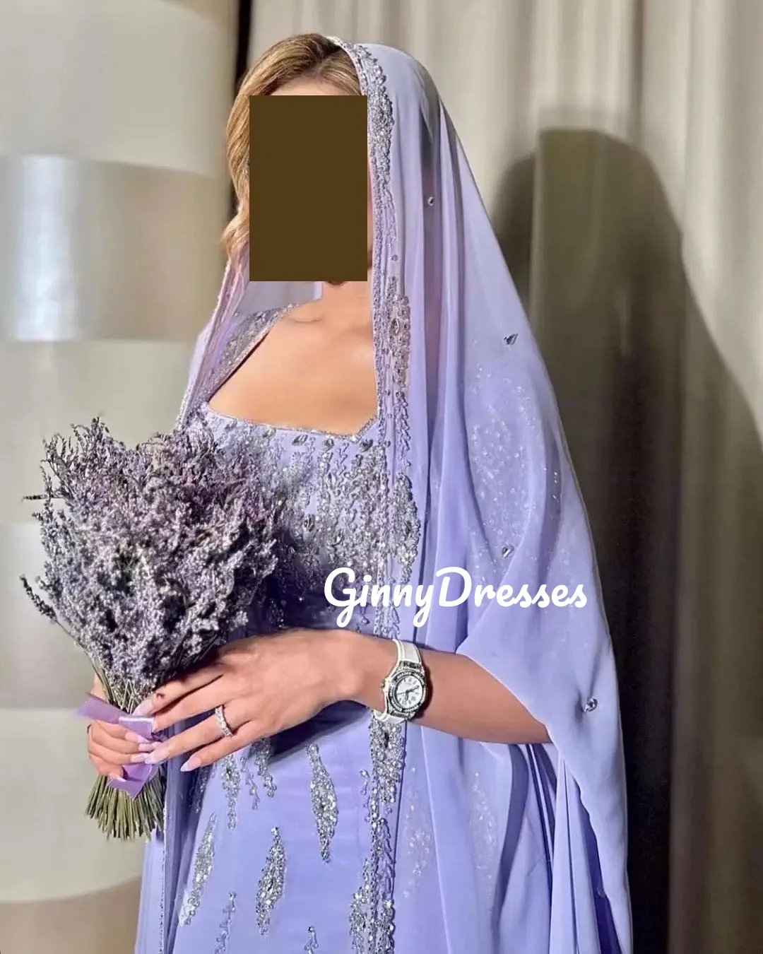 فستان زفاف مخصص، خط عنق مربع، على شكل حرف A، طول ا...