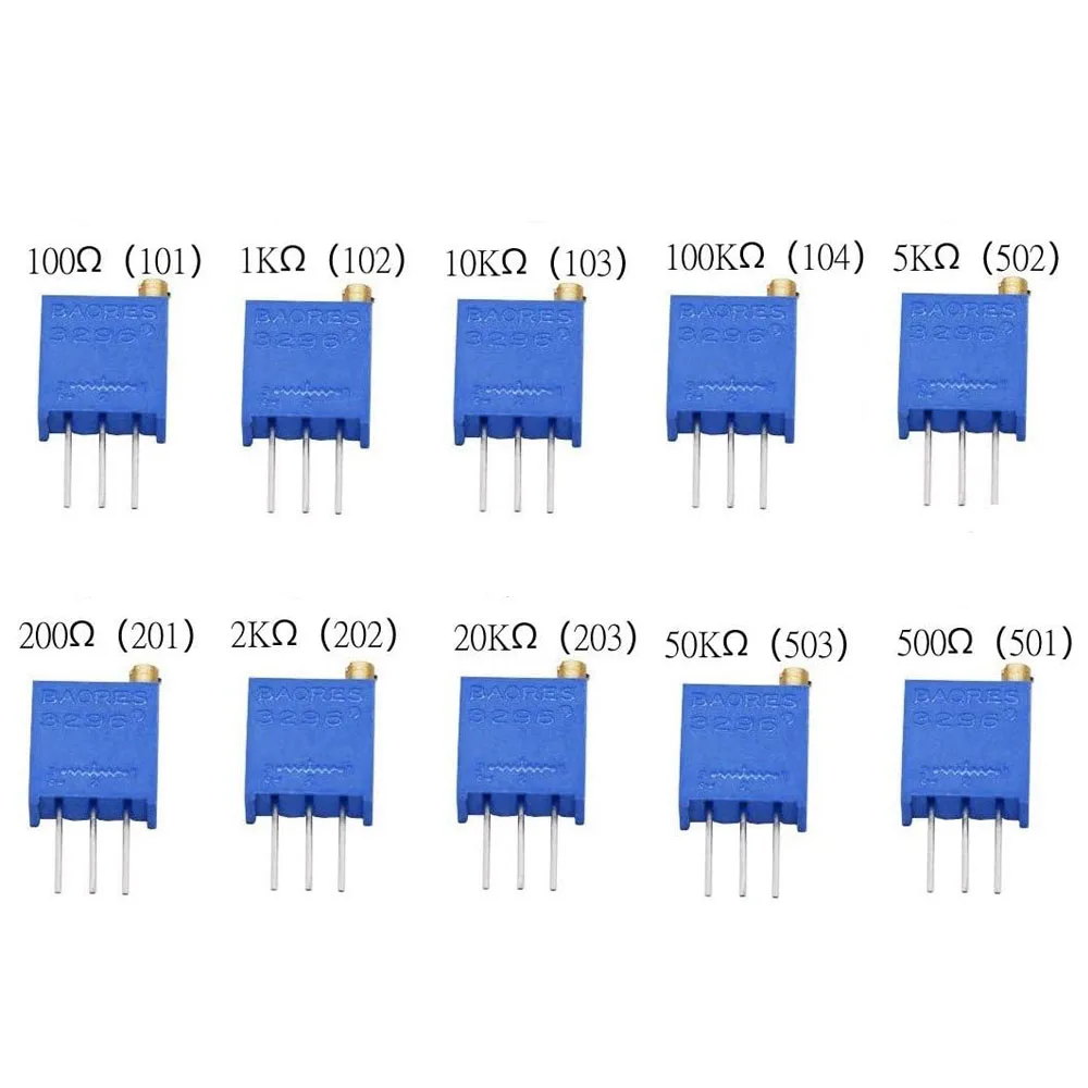 혼합 트리머 전위차계 키트 가변 저항기 상자, 100ohm, 200ohm, 500ohm, 1K, 2K, 5K, 10K, 20K, 50K, 100K, 200K, 500K, 1M