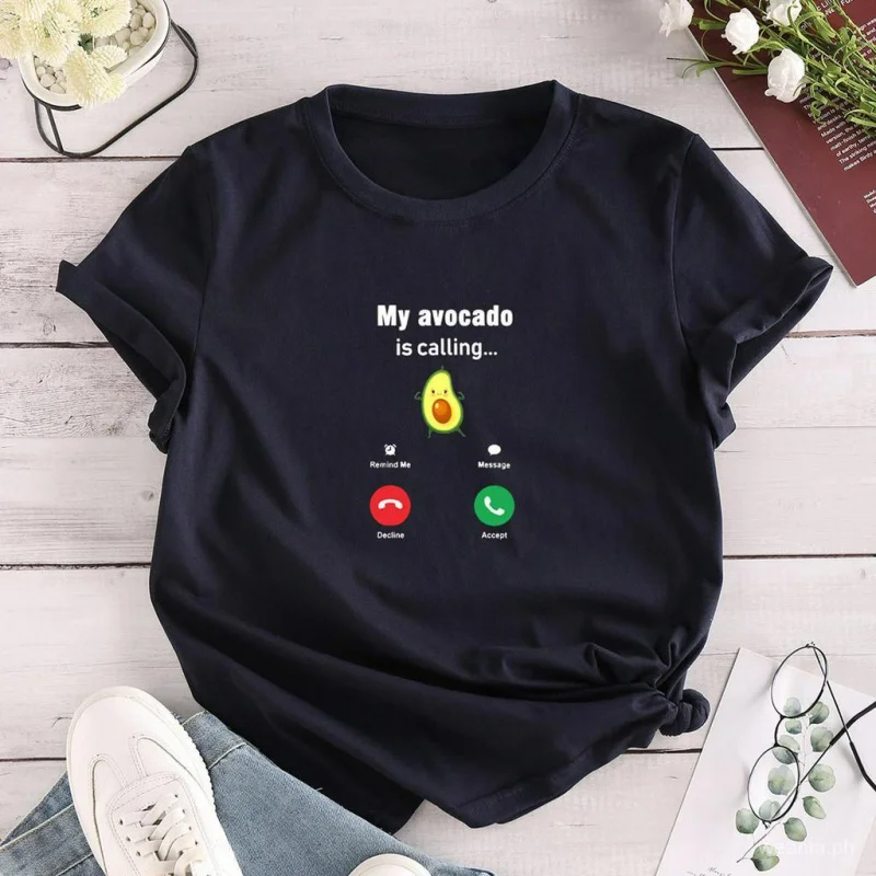 

Women Basic Pure Cotton Print Loose Style Summer Tshirt