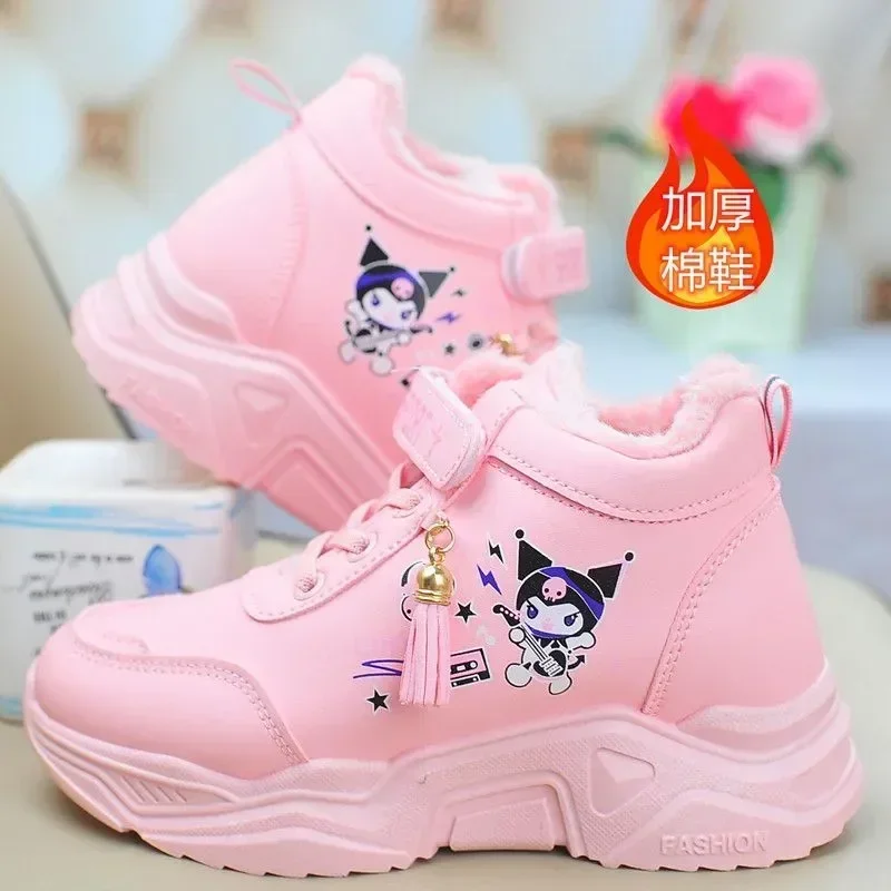 Sanrio hello kitty Children's Cotton Shoes Autumn Winter Fleece Warm Student boy girl Sports Shoes kuromi Casual Sneakers