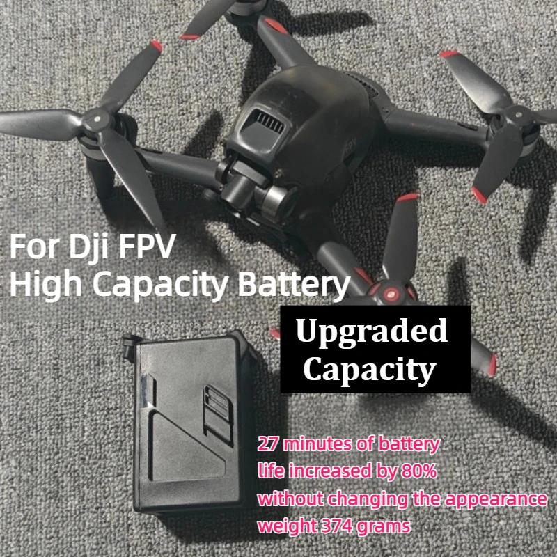 Batterie drone DJI FPV 4000mAh 22.2V tenue en main, autonomie 27 min, design compact.