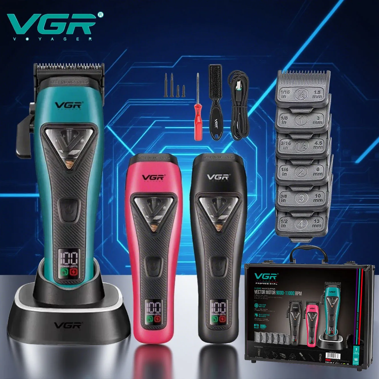 VGR ماكينة تشذيب شعر احترافية ماكينة قص شعر ماكينة...