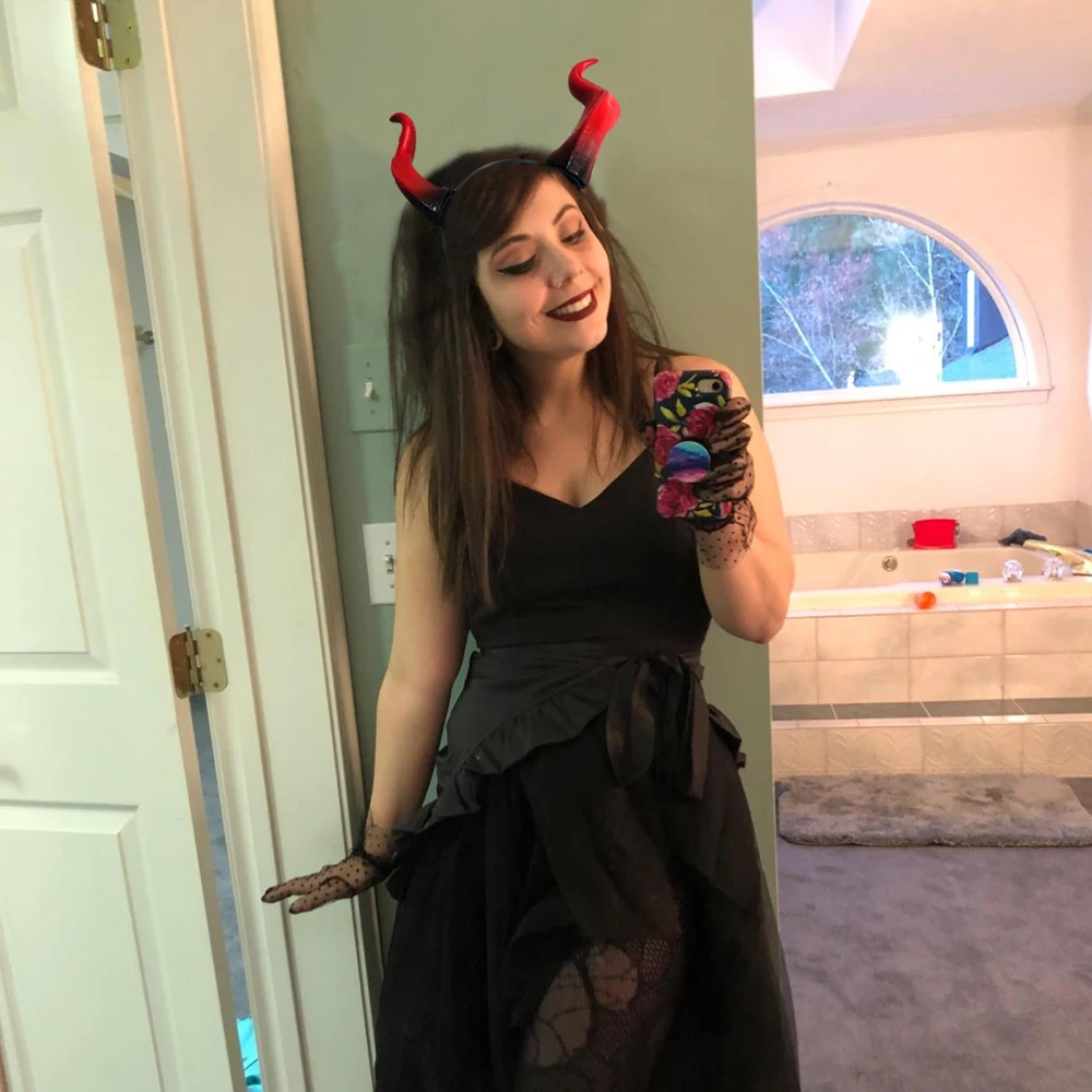 Roter Teufelshorn Kopfschmuck Cosplay Black Queen Mädchen Jungen Gothic Tier Kopfbedeckung Halloween Karneval Party Purim Kostüm Requisiten Geschenk – Detail 1