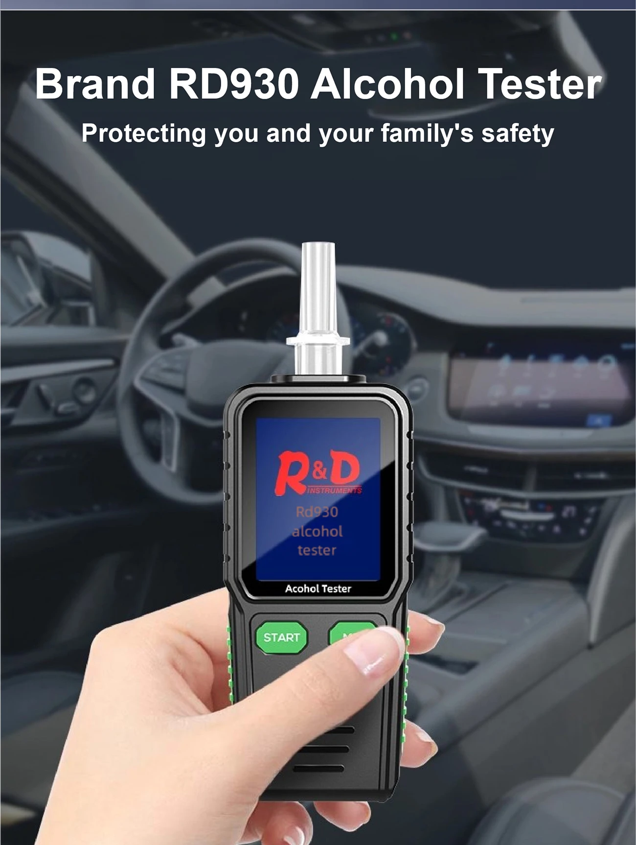 RD930 Portable Breathalyzer Alcohol Tester Police Grade BAC Detector LCD Voice A