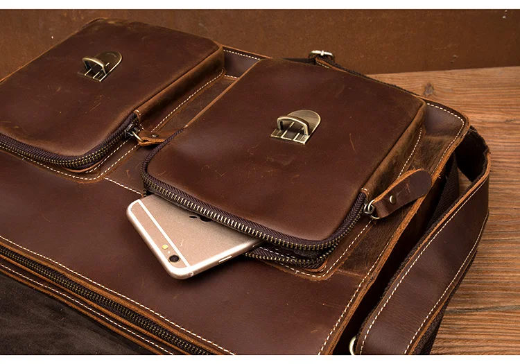 Distressed Brown Laptop Shoulder Bag Briefcase