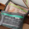 Translucent mesh nylon storage bag ID bag travel ticket data line pen storage portable thin foldable Cosmetic bag Pencil Case 2