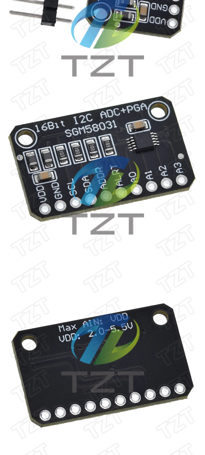 TZT 1/3PCS SGM58031 Entwicklungsboard 16-Bit Hochpräzises I2C-Modul 4-Kanal-ADC-Datenerfassungskonverter für Arduino – Detail 7