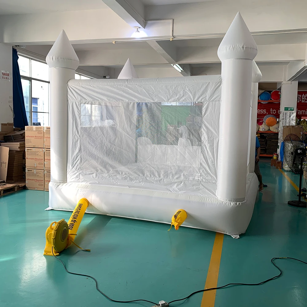 Inflatable Toys White Bounce House 5.6*3.3*3M Trampoline 33KG With Blower Jumping Castle Bouncy House For kids Wedding Toys 3
