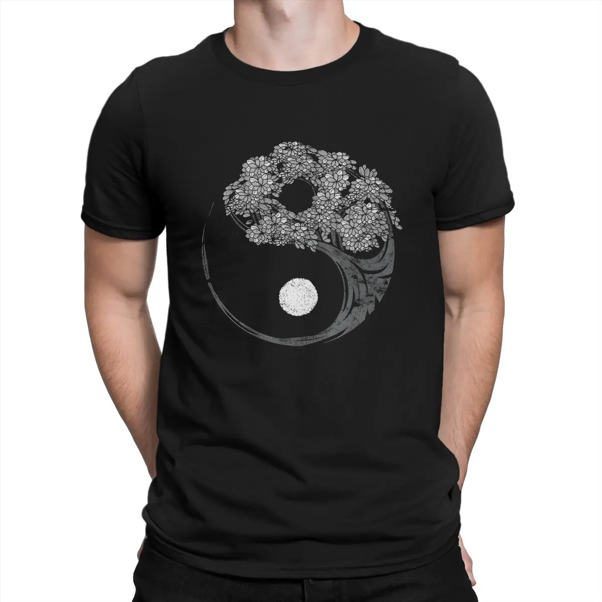 

Футболка мужская с надписью «Enso Circle And Bonsai», Готическая хлопковая тенниска для любителей Азия, Инь и Ян, с изображением дерева бонсай, летняя одежда в стиле Харадзюку