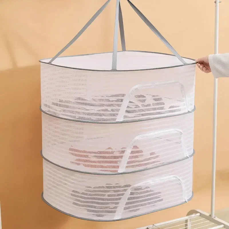Drying Net 3layer Hanging Clothes Drying Nets for Fruit Herbs Foods Dryer Cage Breathable Storage Rack Cleaning Dry Tools 3