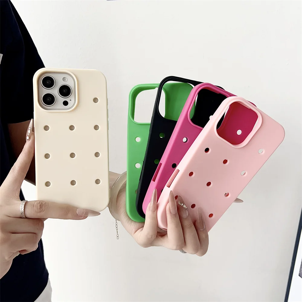 Ins DIY Soft Silicone For Crocs Charms Phone Case For iPhone 17 16