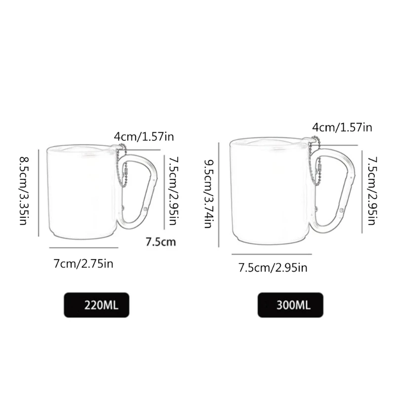 Portable Cups Portable Carabiner Hook Handle Mug with Lid Outdoor Travel Coffee Mug Camping Hiking Cup Lightweight Insulated