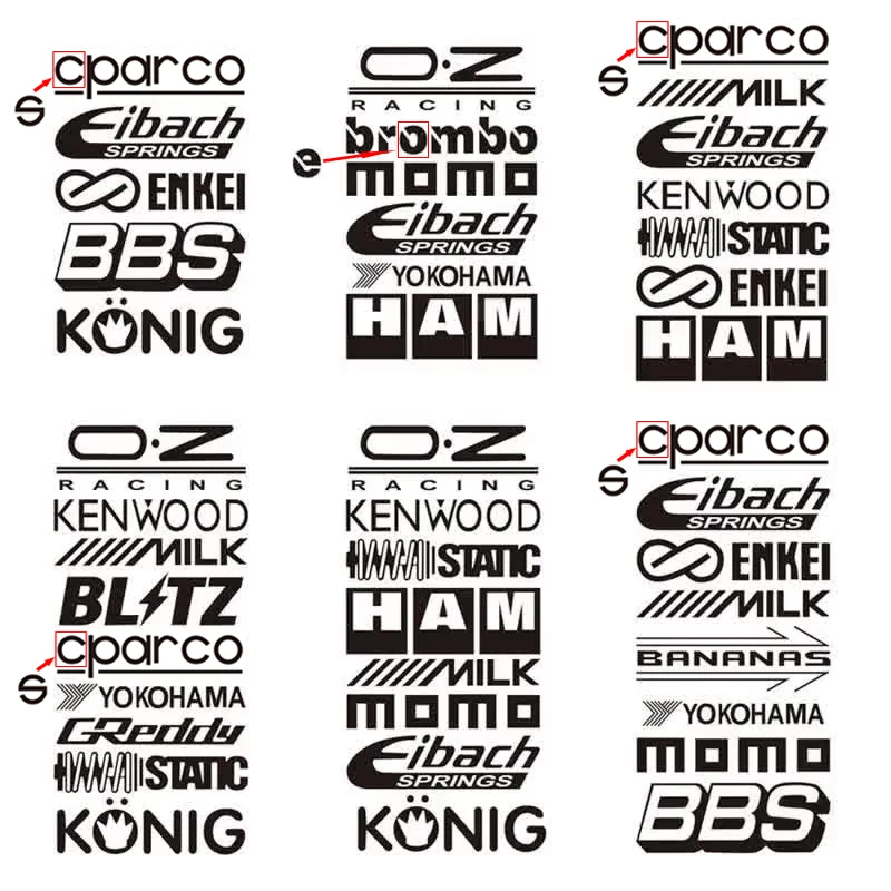 5/6/7/8/9pcs Reflective Racing Door Stickers Set Car Brand Sponsor Vinyl  Decals Kit Automobile Accessories - Car Stickers - AliExpress