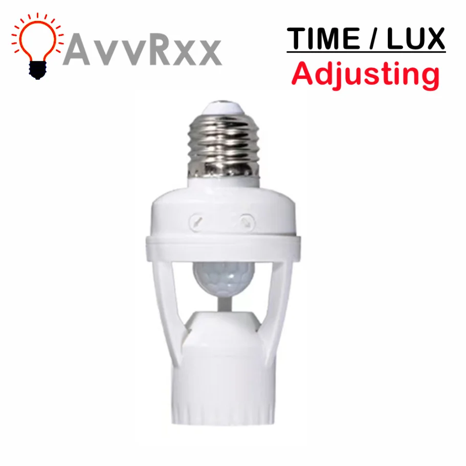 AvvRxx 360 Degrees PIR Human Induction Motion Sensor AC 85V-265V LED Night Lamp Socket Base E27 Delay Time Adjustable Switch dc 5v 27w 54leds triple end leds plant growth light growing lamp usb powered 3 illumination modes 3 timer timing time setting time function