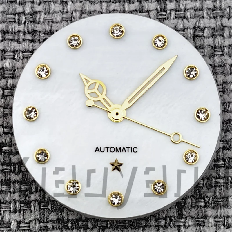 Elegant 24.5mm White Mother of Pearl Women's Watch Dial with Star Sign and Diamond Index