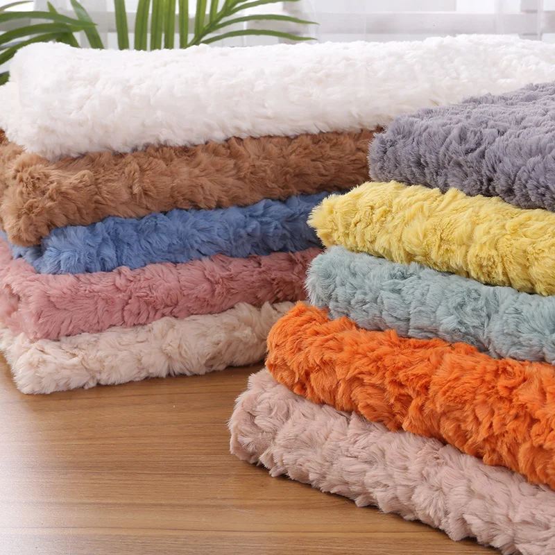 50x150cm Embossed Microfiber Plush Faux Fur Furry Fabric Soft Imitation  Rabbit Fur DIY Doll Garment Coat Jacket Sewing Material