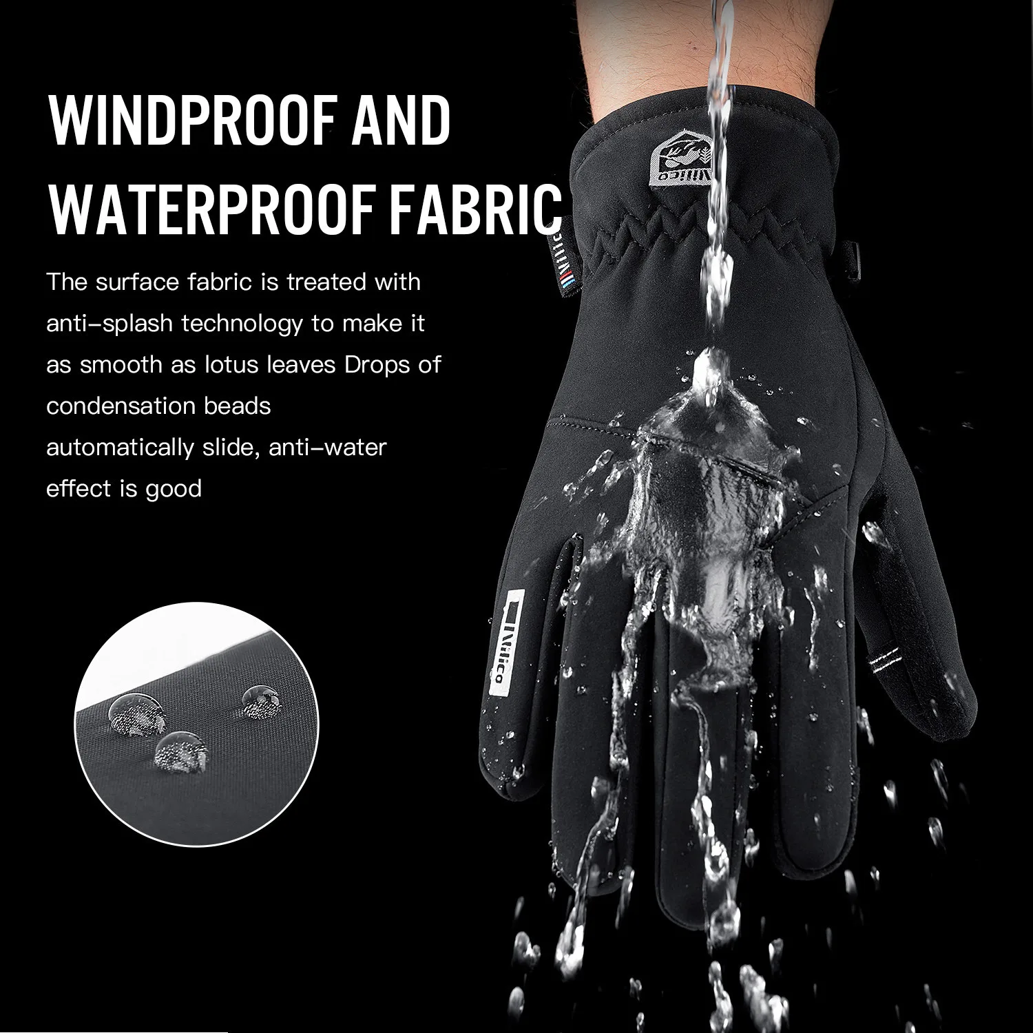 Men Winter Waterproof Cycling Gloves Outdoor Sports Running Motorcycle Ski Touch Screen Fleece Gloves Non-slip Warm Full Fingers 5