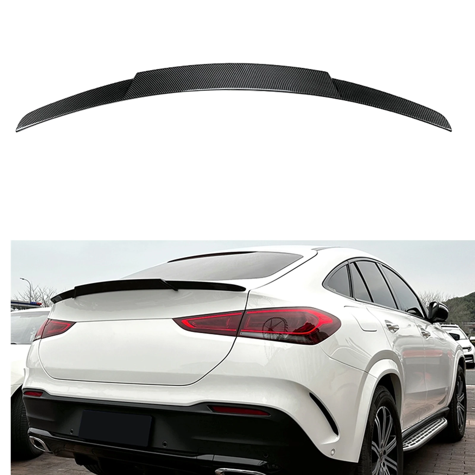 

Задний спойлер для крышки багажника, крыло для Mercedes Benz GLE Coupe C167 2020-2023 GLE350 GLE53, углеродное волокно, внешний вид/блеск, черный сплиттер для губ