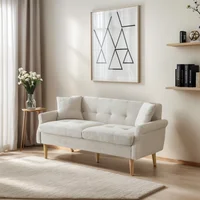 KOMHTOM Диван 2-местный, 2-местный диван с 2 подушками, небольшой тканевый диван, кухонный диван с подлокотником, мини-диван с мягкой подкладкой — изображение 5