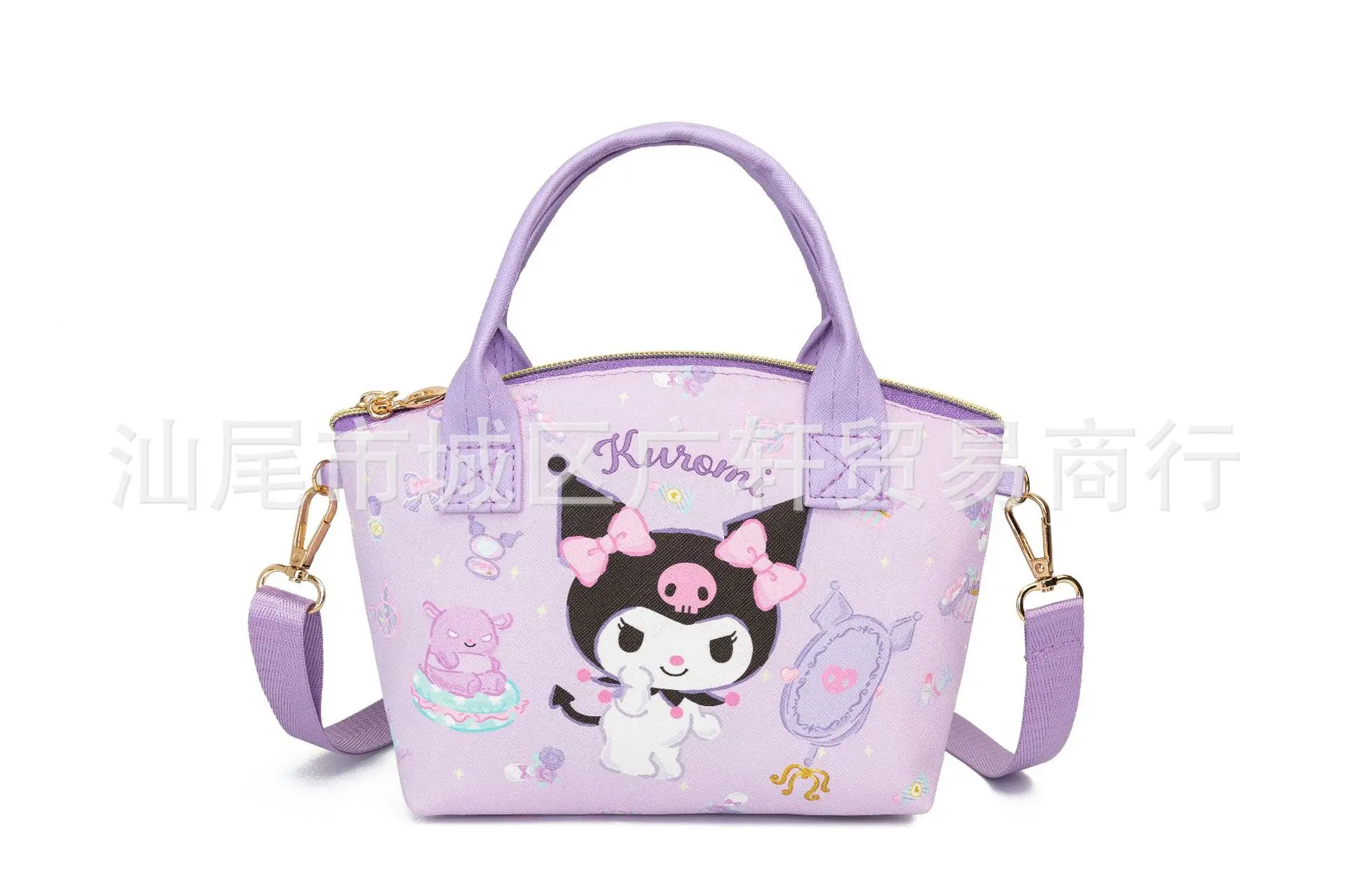 Sanrio Cartoon Shoulder Bags Hello Kitty Kulomi Cinnamon Dog Melody Zipper Waterproof Messenger Bag 22x23x7cm Girls Handbag Gift