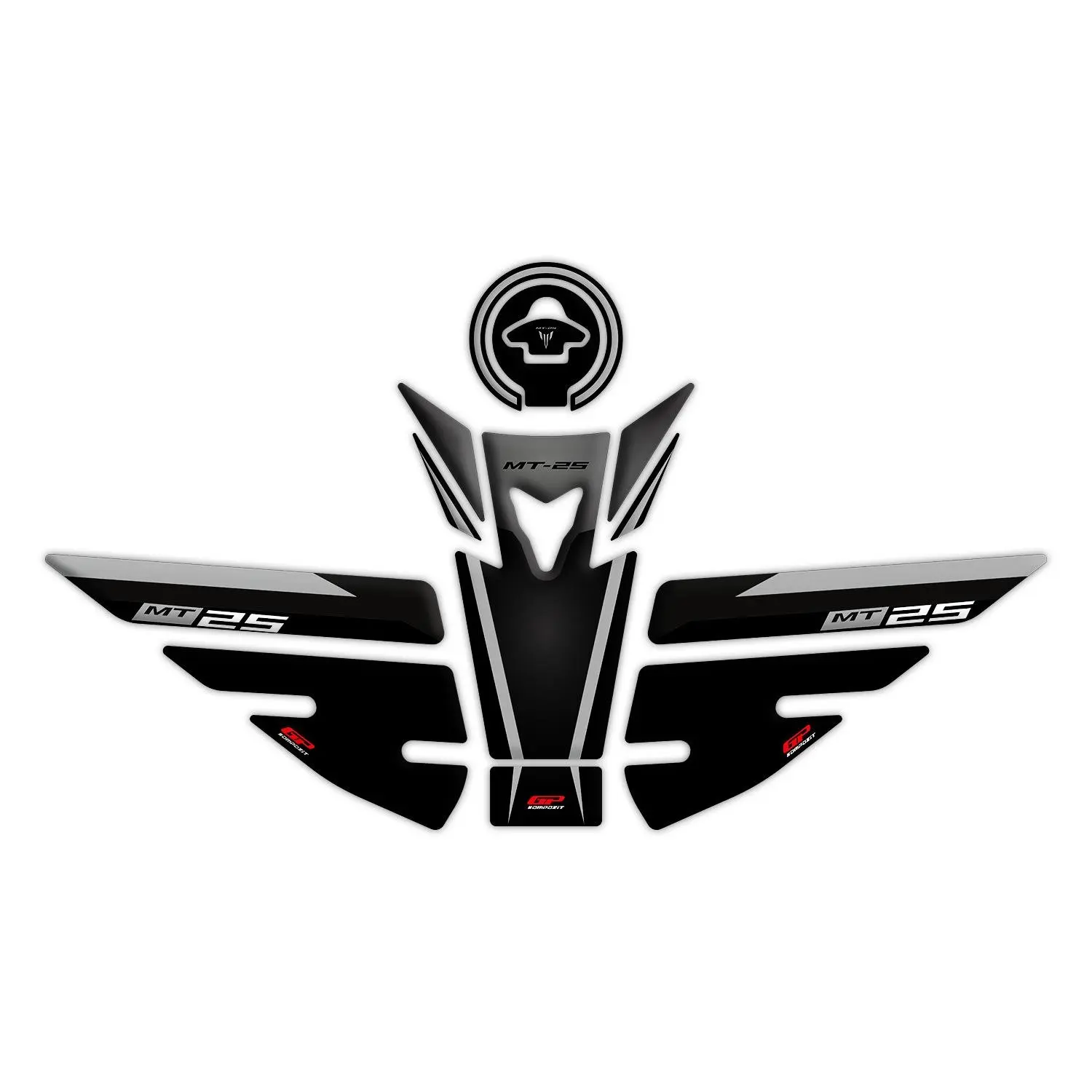 

GP Composite for MT-25/MT-3 2015-2019 Compatible Tank Pad Set Black-Gray