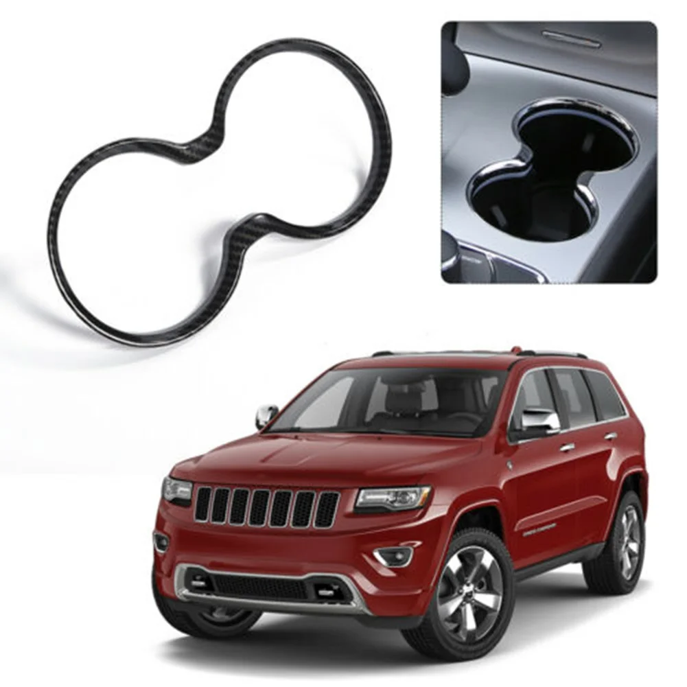 

Car Carbon Fiber Sticker Gear Shift Water Cup Holder Panel Cover For Jeep Grand Cherokee 2011 - 2021 Interior Accessories