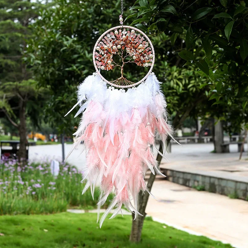 Dream Catcher Tree Of Life Girl Heart Dream Catcher Feather Ornaments Feathers With Lights Girls Bedroom Decoration Dreamcatcher