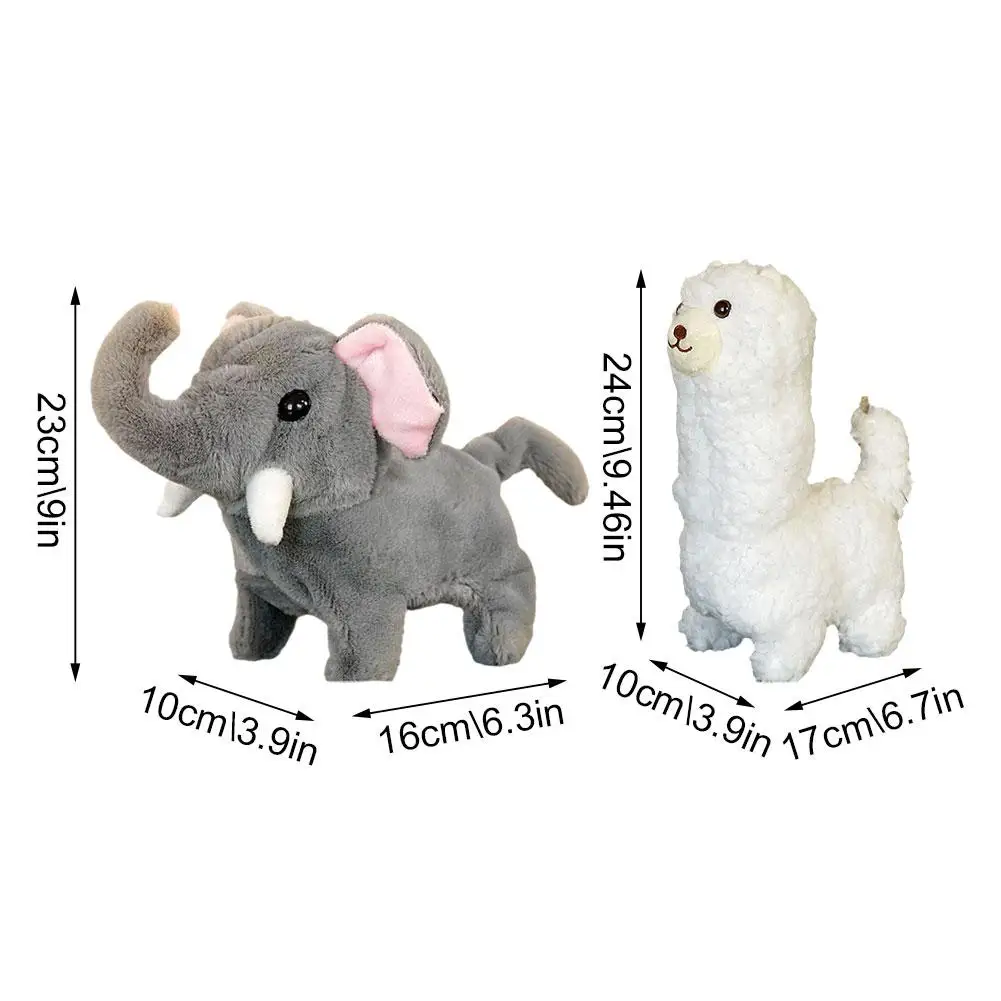 Electric Plush Toy Cute Animal Alpaca Elephant Can Walk And Bark Stuffed Dolls Speaking Cartoon Toysa As Gift For Kid Childrens