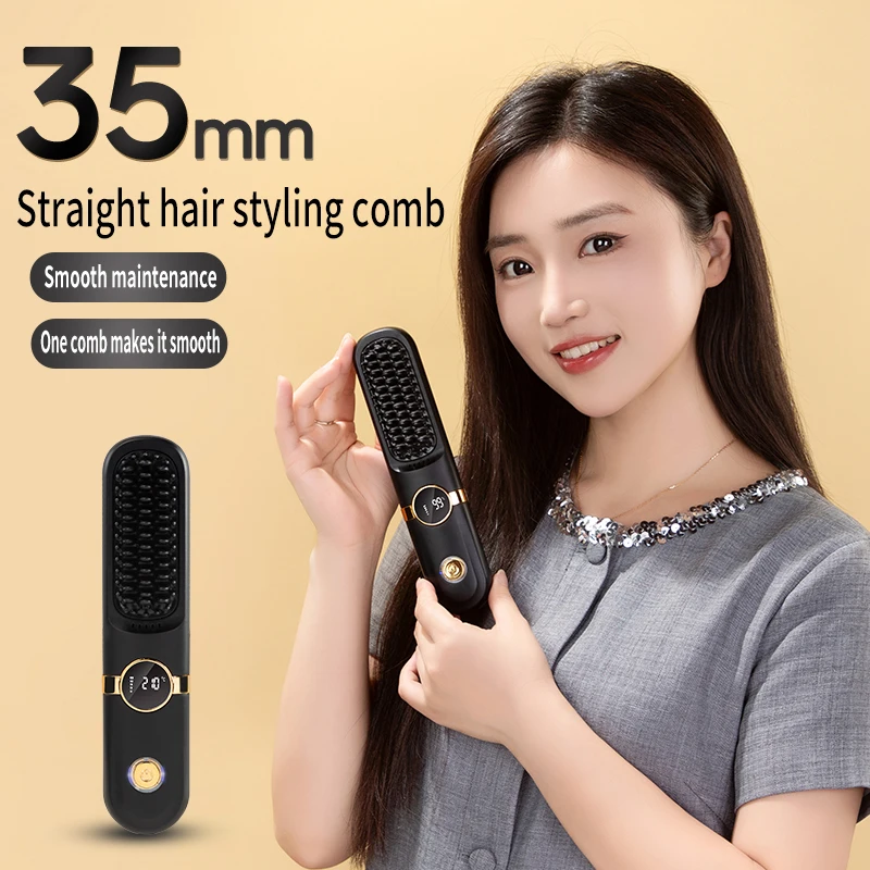 Electric Hot Comb Portable Cordless Hair Straightener Fast Heating Comb For Hair Smoothing Negative Ion Nourish Care