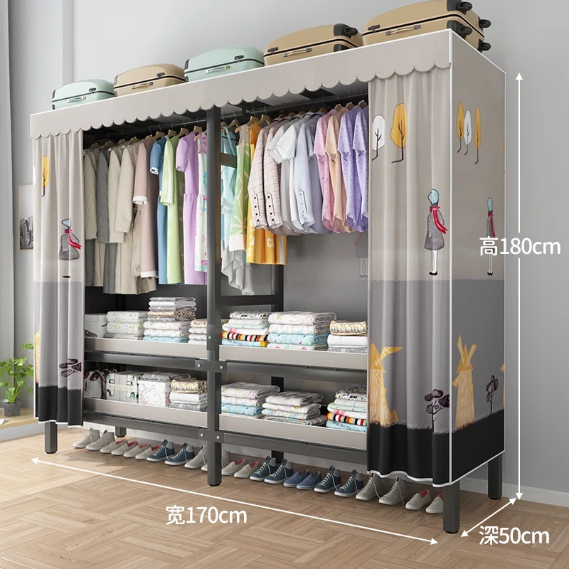 

Simple Wardrobe Bedroom Closets Storage Cloth Portable Bedroom Wardrope Folding Szafa Do Przedpokoju Library Furniture LSL40XP