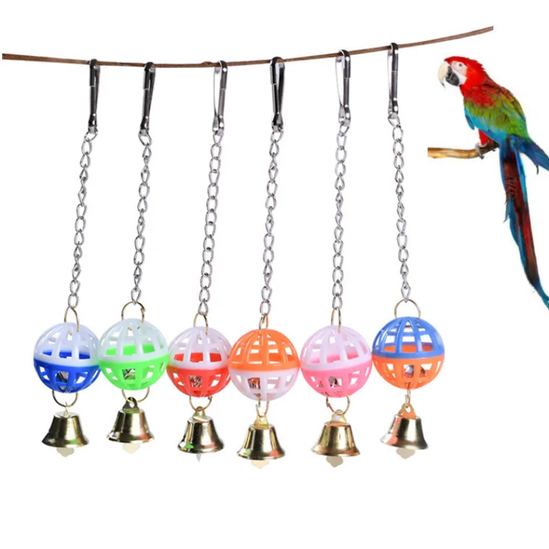 

Plastic Ball Bell Bird Toys ColorfulPet Parrot Swing Toys African Grey Budgie Parakeet Cockatiel Lovebird Cage Parrot Toy Random