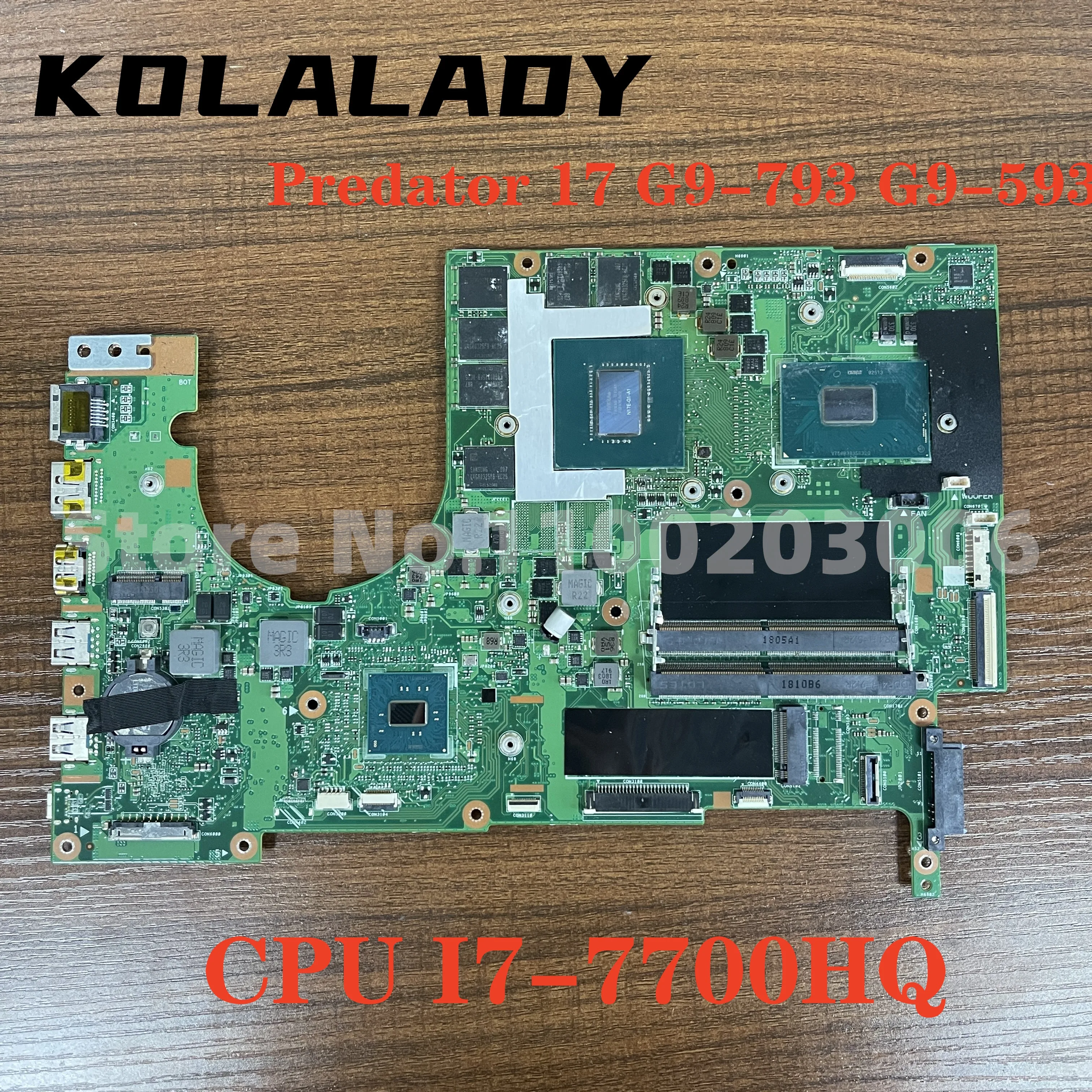 

MU5DC/CH7DC For ACER Predator 17 G9-793 G9-593 NBQ1T11001 Laptop Motherboard CPU I7-7700HQ GPU GTX1070 100% Full Tested OK