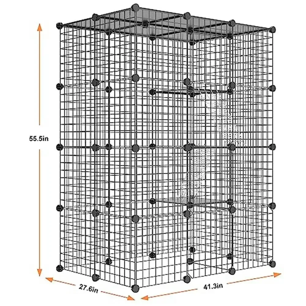 Large Cat Cages Indoor Outdoor Enclosure DIY Metal Wire Kennel Crate Multi-Door Design Easy Assembly Sturdy & Safe Spacious Cat