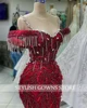 Luxury Red Evening Dress For Women Saudi Arabia Beaded Crystal Tassel Pageant Party Birthday Gowns Ball Bow Customized 3