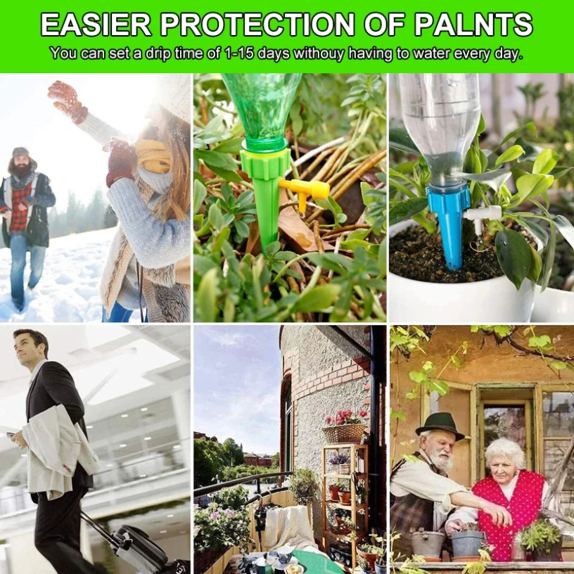 12pcs Plants Irrigation Kits Plant Waterer Drip Irrigation Drip Irrigation Spike Drip Irrigation Stakes Automatic Flower Watering System Precise Drip Irrigation for Potted Plants Indoor & Outdoor Watering Solution