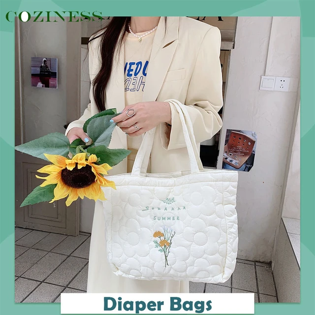 Baby Diaper Bags Quilted Embroidered Handbag Go Out Shopping Girl Shoulder  Bag Quilted Embroidery Flowers Tote New Travel Pocket - AliExpress