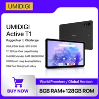 IP68/IP69K UMIDIGI Active T1 Smart Rugged tablet 11"2K HD Android 13 Unisoc T616 128GB 20W 10000mAh Mega Battery AI Face Unlock 1