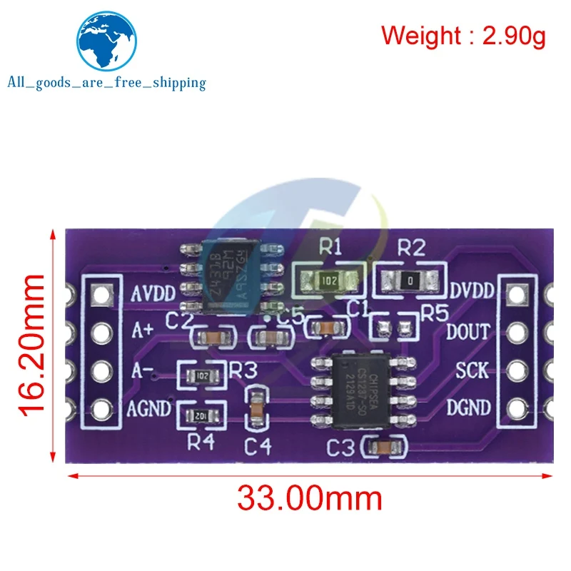 Pressure Sensor CS1237 24-bit ADC Module Onboard TL431 External Reference Chip Single-Channel Weighing Sensing 24bit For Arduino