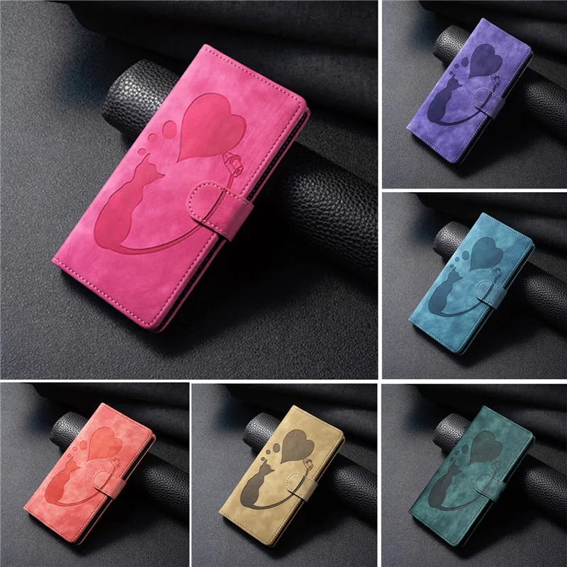 Cat Leather Phone Case - Stylish Flip Cover & Wallet Bag in Premium Design