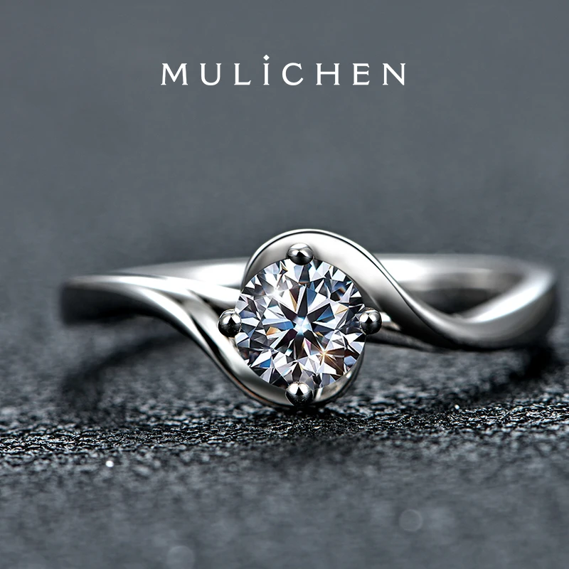 

MULICHEN 925 Pure Silver Jewelry Certified 18k White Gold Plated Zircon Women's Ring Luxury Designer Jewelry Christmas Gift