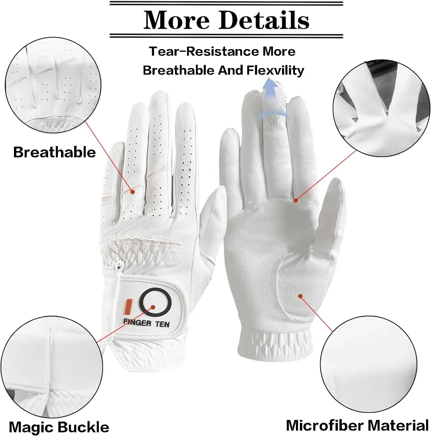 Women's Golf Gloves for Left Right Hand Synthetic Leather 1 Pair, Rain Grip Ladies Glove for Right Left Handed Golfer