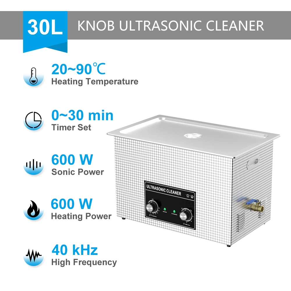 thumbnail image 1 of Baño ultrasónico 60W-900W 0,8L 2L 3L 4L 6L 10L 15L 22L 30L Calentador Temporizador Cesta de acero inoxidable Máquina de limpieza Ultra Cleaner, 1 of 5